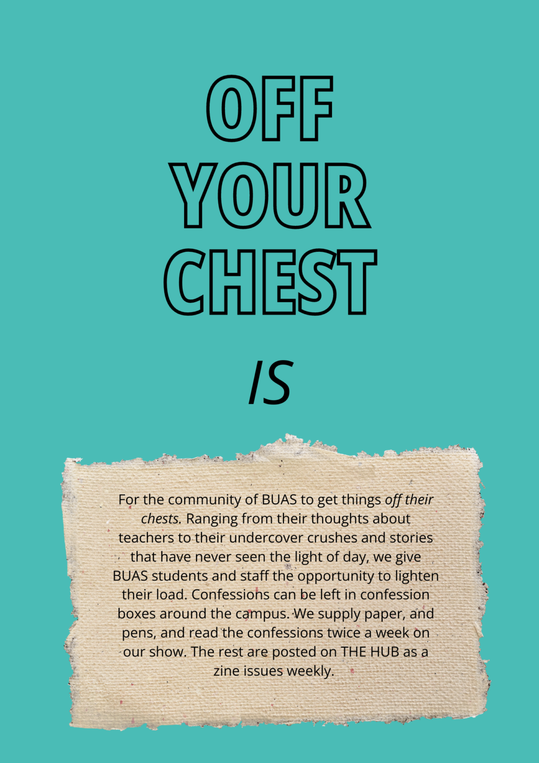 Off Your Chest Confessions 1st Edition BUas HUB